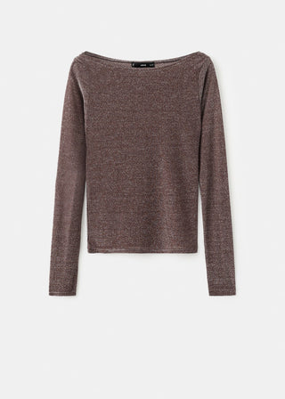 Camiseta Cuello Barco con Brillos