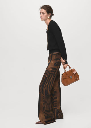 Pantalón Satinado con Estampado Rayas