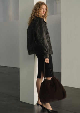 Bolso de Hombro con Pelo Sintético