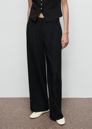 Pantalón Wide Leg con Detalle Plisado