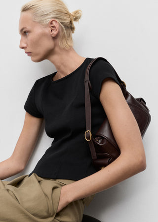 Camiseta Corte Peplum de Algodón