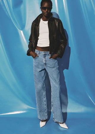 Jeans Corte Recto Efecto Arrugado