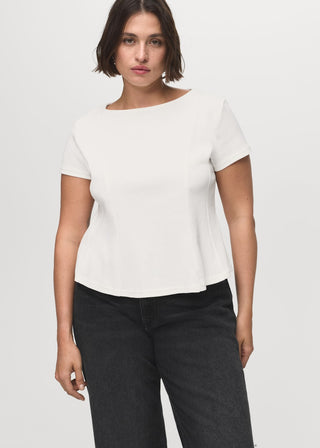Camiseta Corte Peplum de Algodón