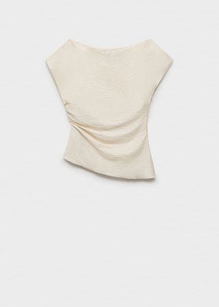 Blusa Manga Corta con Cuello Asimétrico