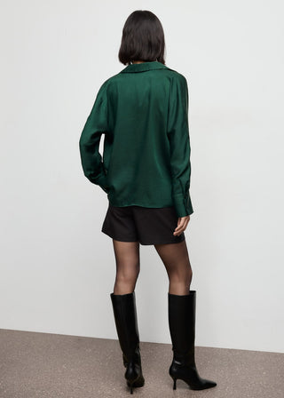 Camisa Cruzada con Tejido Satinado