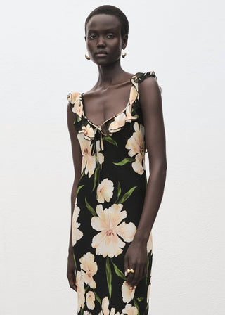 Vestido con Detalle Volante Estampado Floral