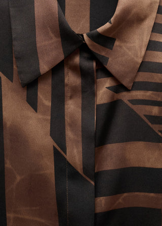 Camisa Manga Larga Satinada Estampado Rayas