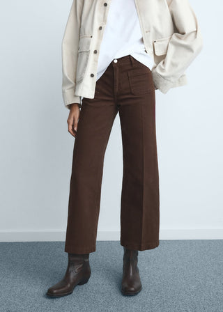 Jeans Wide Leg Talle Alto con Bolsillos