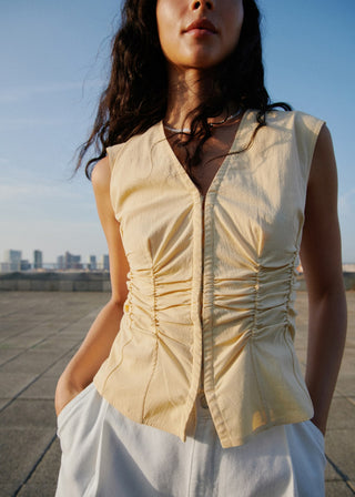 Blusa con Detalles Fruncidos de Algodón