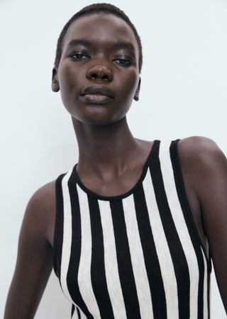 Vestido de Punto con Estampado Rayas