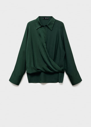 Camisa Cruzada con Tejido Satinado