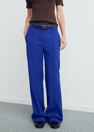 Pantalón Recto Talle Medio con Bolsillos