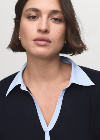 Sudadera Combinada con Cuello Camisero