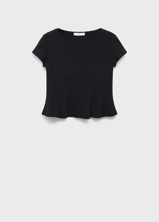Camiseta Corte Peplum de Algodón