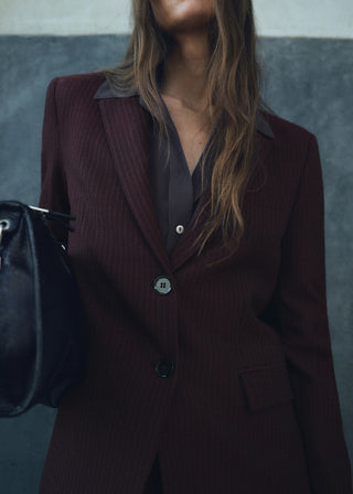 Blazer Recto con Estampado Rayas