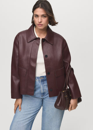 Chaqueta Efecto Piel con Bolsillos