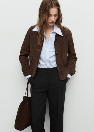 Pantalón Recto Talle Alto con Bolsillos