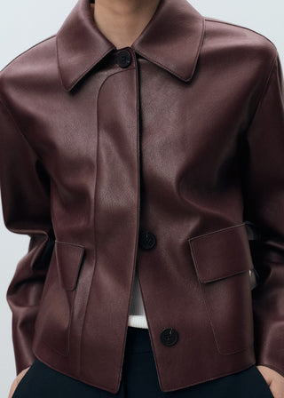 Chaqueta Efecto Piel con Bolsillos