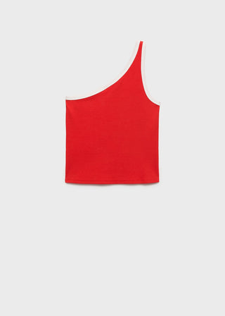Camiseta Asimétrica con Ribete en Contraste
