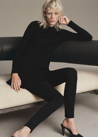 Vestido Manga Larga con Detalle Canalé