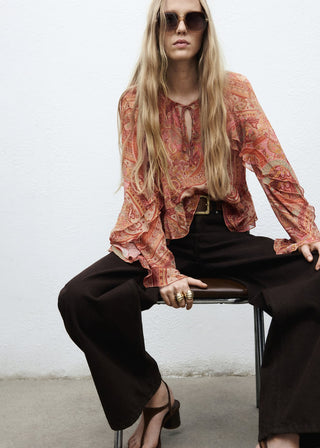 Blusa Manga con Volantes Estampado Floral