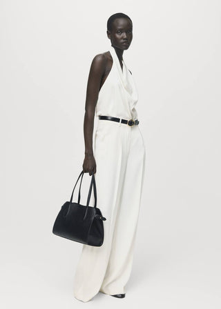 Blusa de Satén con Cuello Drapeado