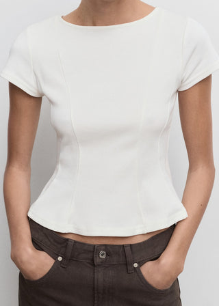 Camiseta Corte Peplum de Algodón