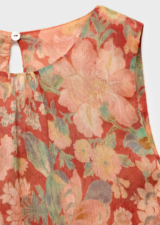Blusa Plisada con Estampado Floral