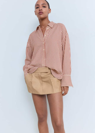 Camisa Manga Larga Con Estampado Rayas