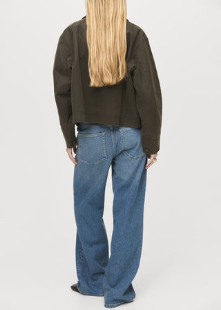 Chaqueta Denim con Cuello de Pana