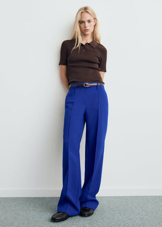 Pantalón Recto Talle Medio con Bolsillos