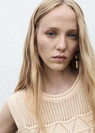 Chaleco de Punto Calada con Volante