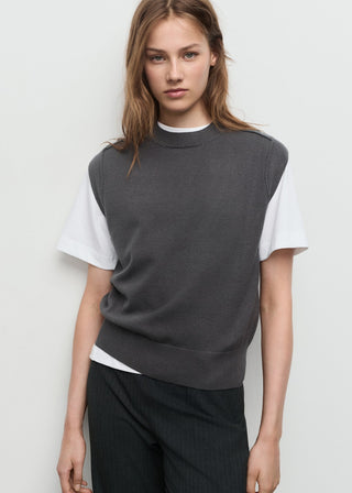 Chaleco de Punto con Detalle Costuras