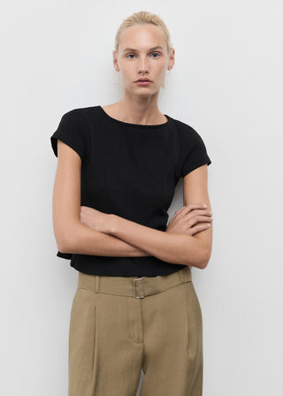 Camiseta Corte Peplum de Algodón
