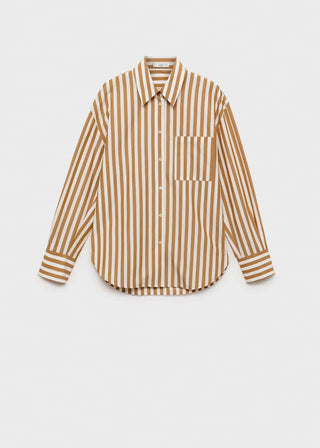 Camisa Oversize con Estampado Rayas