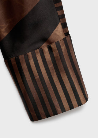 Camisa Manga Larga Satinada Estampado Rayas
