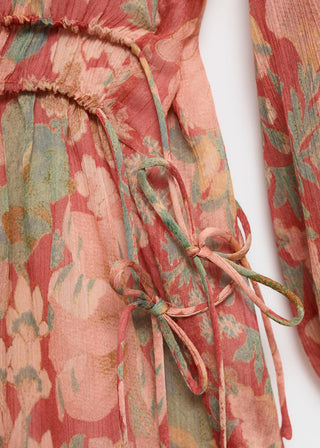 Vestido Manga Abullonada Estampado Floral