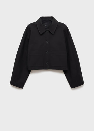 Chaqueta Crop con Bolsillos Delanteros
