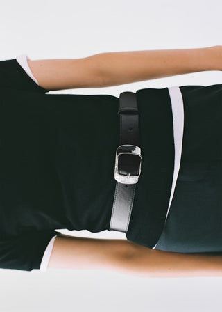 Cinturón con Hebilla Cuadrada Efecto Piel