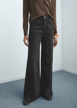 Jeans Wide Leg Talle Alto con Bolsillos
