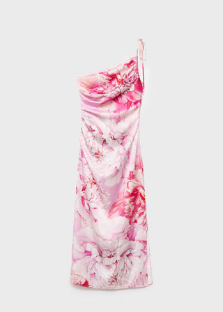 Vestido Satinado con Estampado Floral