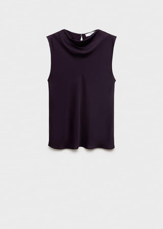 Blusa Satinada Cuello Drapeado