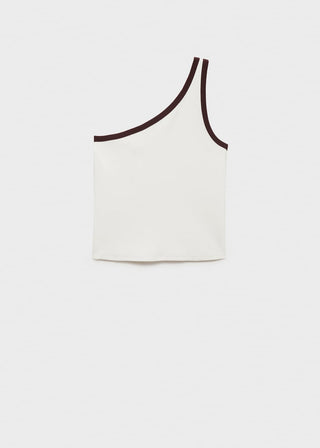 Camiseta Asimétrica con Ribete en Contraste