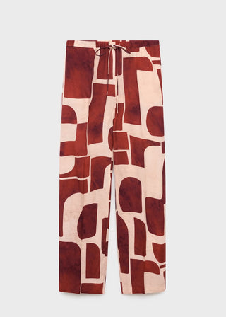 Pantalón Recto Estampado Geométrico