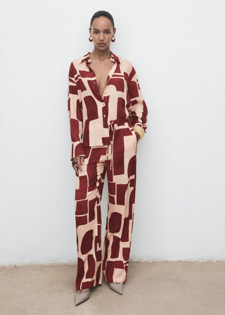 Pantalón Recto Estampado Geométrico