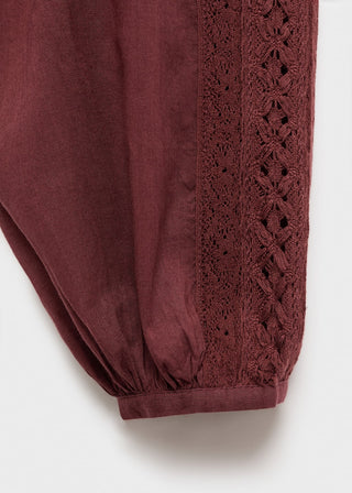 Blusa Manga Abullonada con Bordado