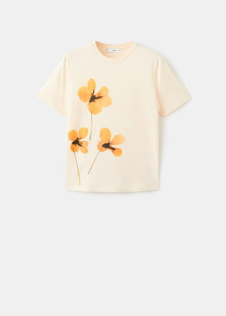 Camiseta Manga Corta con Estampado Floral