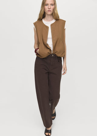 Chaleco Denim con Bajo Abullonado