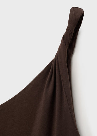 Vestido Asimétrico con Tirante Fruncido