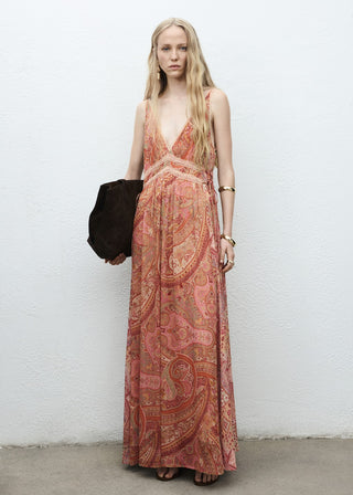 Vestido Largo con Estampado Paisley